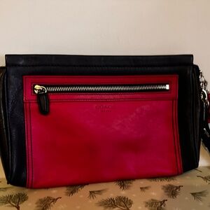 Coach Navy and Red Clutch/Wristlet
